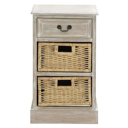Urban Designs 7728269 Weathered 3 Drawer Storage Chest Night Stand