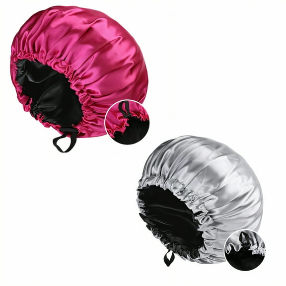 TELOLY 2Pcs Silk Bonnet for Sleeping,Multifunctional for Showering Hair Care and Sleeping Hair Bonnet for Sleeping,Thin and Space-Saving Satin Bonnet,Multicolor3,OneSize