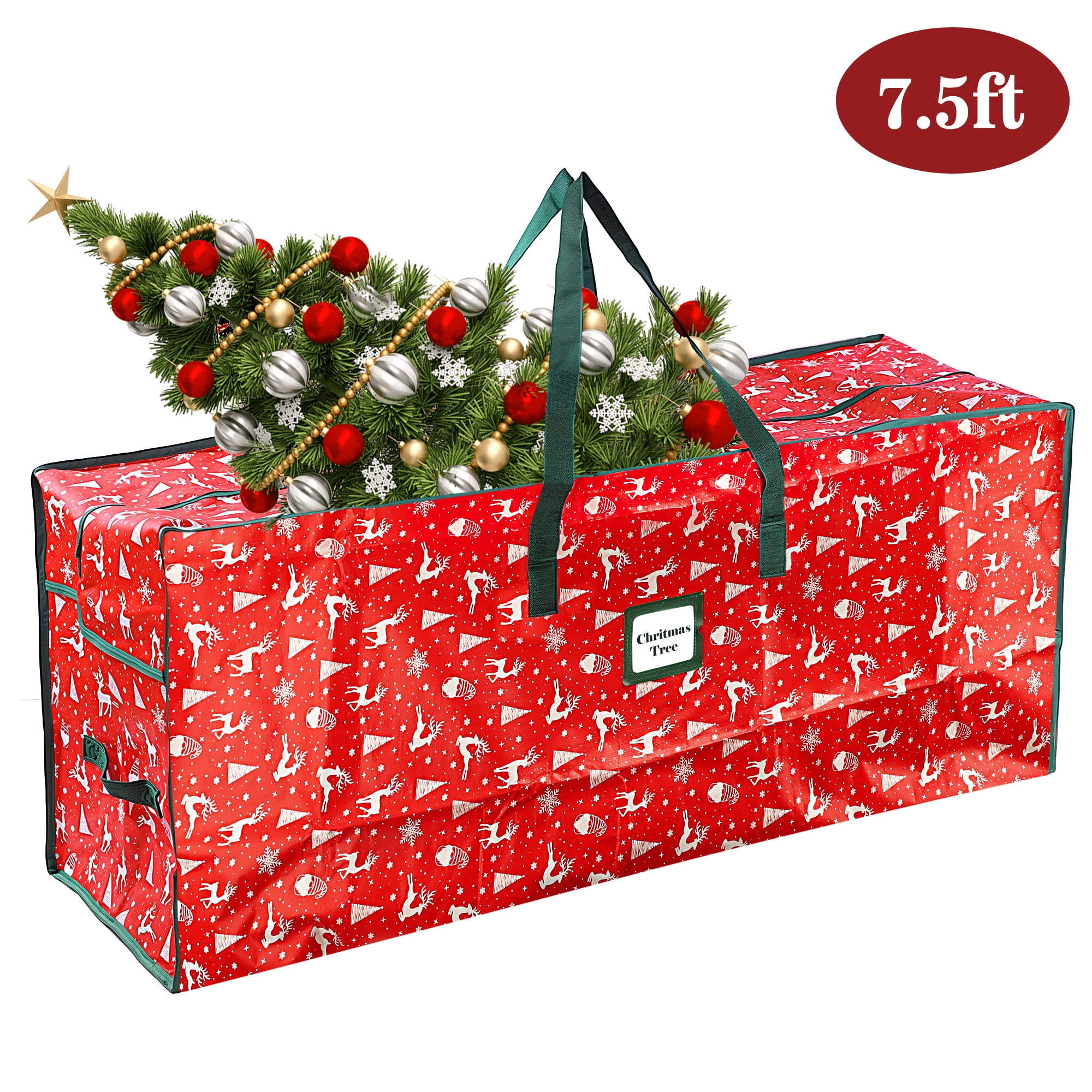 Christmas Tree Storage Bag For 9 Foot Artificial Trees - Water Resistant Green Storage Container