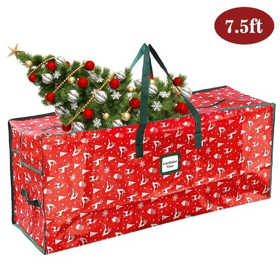 Guardwee 7.5 Ft Christmas Tree Storage Bags, Heavy Duty Storage Containers with Reinforced Handlesand and Dual Zippers for Wide Opening, Special Customized Christmas Patterns