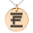 thumbnail image 1 of Stainless Steel Letter F Initial Empire Monogram Engraved Small Medallion Circle Charm Pendant Necklace, 1 of 1
