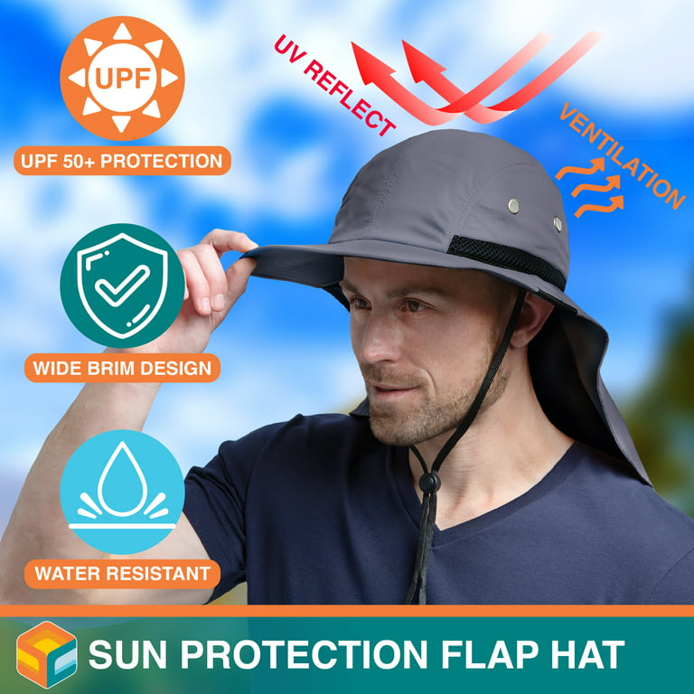 Fishing Hat, UPF50+ Wide Brim Sun Hat for Men Women, UV Protection Hiking  Beach Bucket Hats Summer Safari Hat