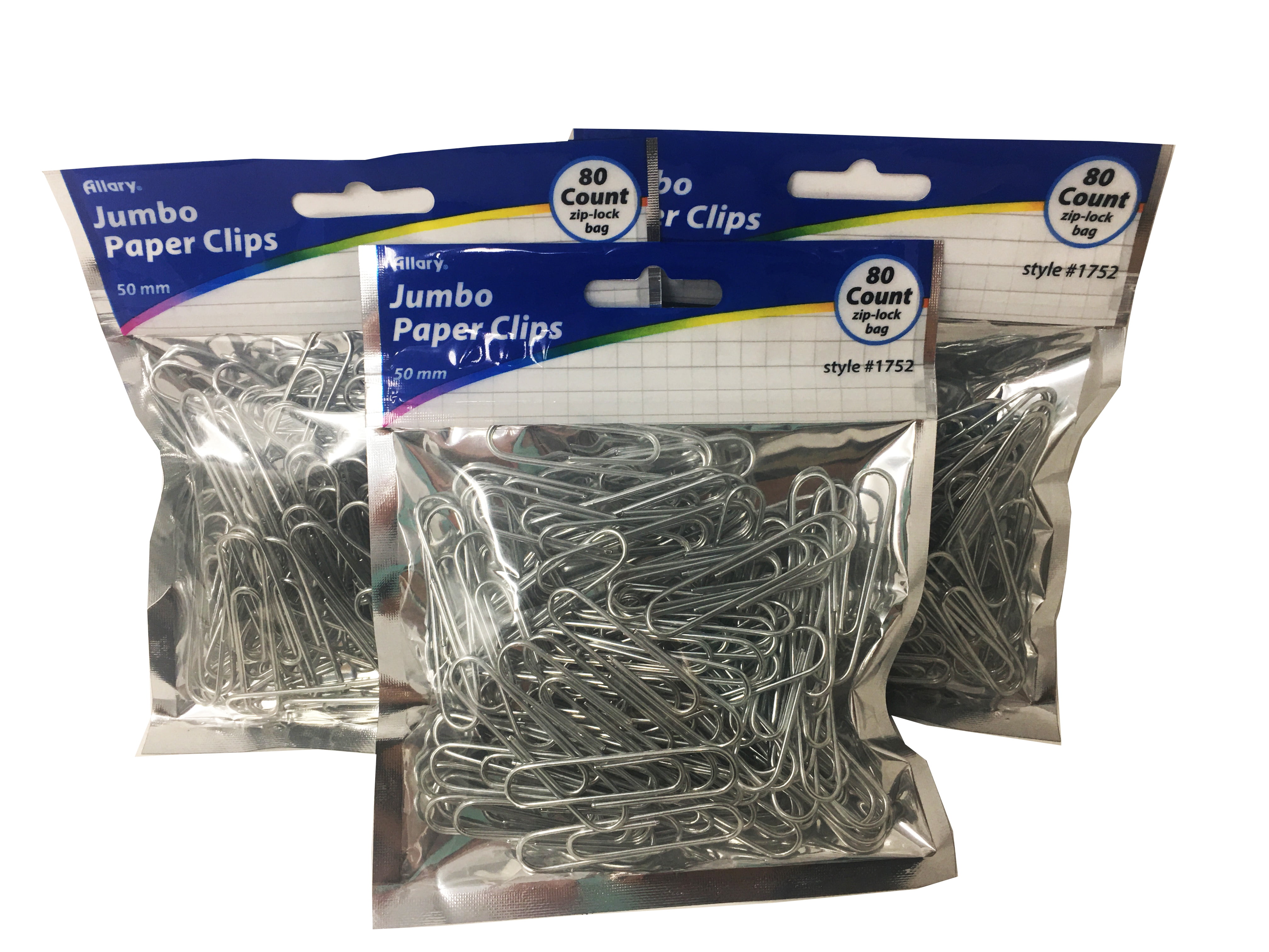 Jumbo Paper Clips Silver Color 50mm 80ct pack of 3