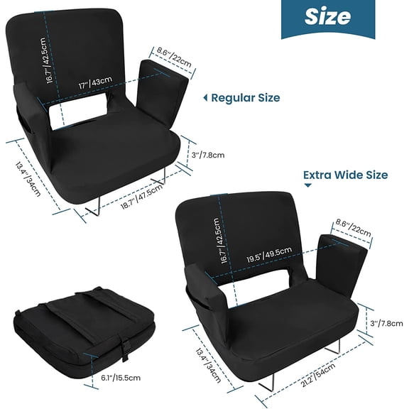 Stadium Seat with Back Support, Regular Size 18.7" Width (Seat 17")