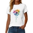 thumbnail image 5 of GEWSEY Womens Cute Make A Wish Dandelion Printed Tee Shirts Summer Cotton Vintage Graphic Tees Tops (White, S), 5 of 8
