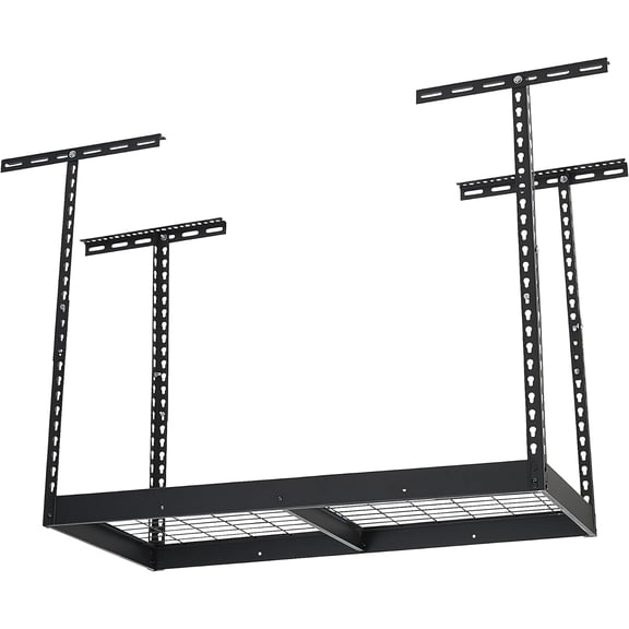 Klutch Garage Overhead Storage Rack with Adjustable Height, 48in.L x 24in.D, 23in.–37in.H