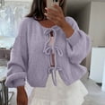 thumbnail image 4 of Amidoa Long Sleeve Sweaters for Women Trendy Cardigan Purple Crop Bandage Cute Cardigans Womens Sweaters Cardigan M, 4 of 9
