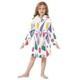 thumbnail image 6 of FORMRS Niños Bathrobe Unisex Hooded Robe Soft Plush Pajamas Sleepwear, Size 7-9T, Green Retro Shapes, 6 of 7