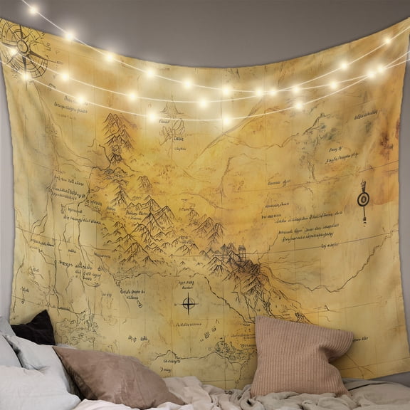 Vintage Map Tapestry for Bedroom Wall Hanging Tapestry, Middle Century Farmhouse Natural Landscape Ceiling Backdrop Tapestries Poster Blanket Wall Decor for Teens Room Living Room Dorm 39" x 59"