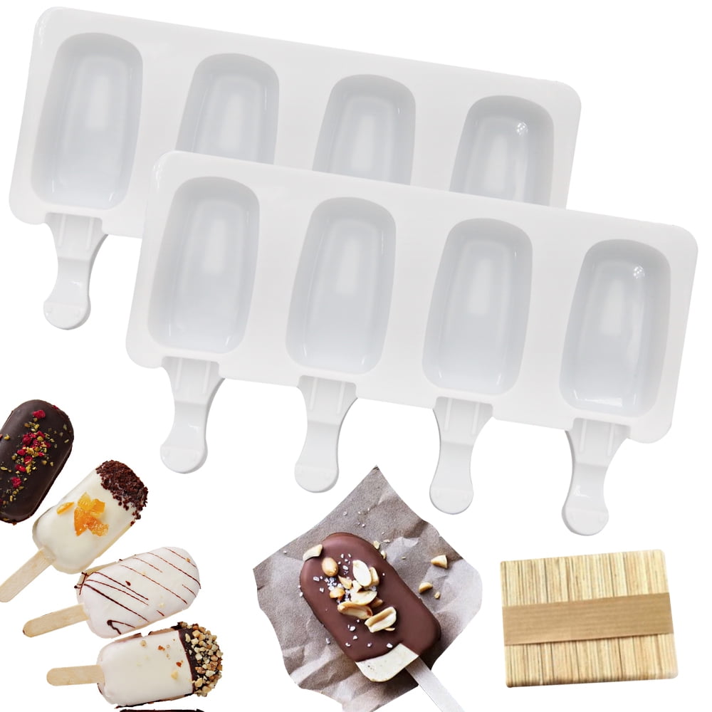 Waybesty 10 Cavities Homemade Popsicle Molds Shapes, Food Grade Silicone Frozen Ice Popsicle Maker-BPA Free, Contain 100 Popsicle Sticks, 100 Popsicle