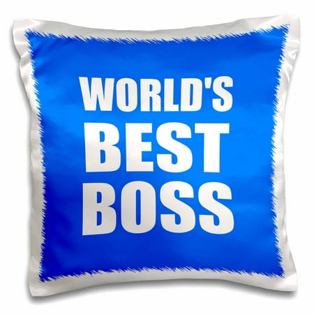 3dRose Worlds Best Boss. white text on blue. great design for greatest boss - Pillow Case, 16 by
