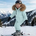 thumbnail image 2 of Toddler Kids Winter 2-Piece Snowsuit Set - Solid Color Thick Down Jacket with Large Collar, Waterproof & Windproof Outdoor Snow Gear, Casual Daily Wear, Warm Ski Outfit | CSEONE, 2 of 8