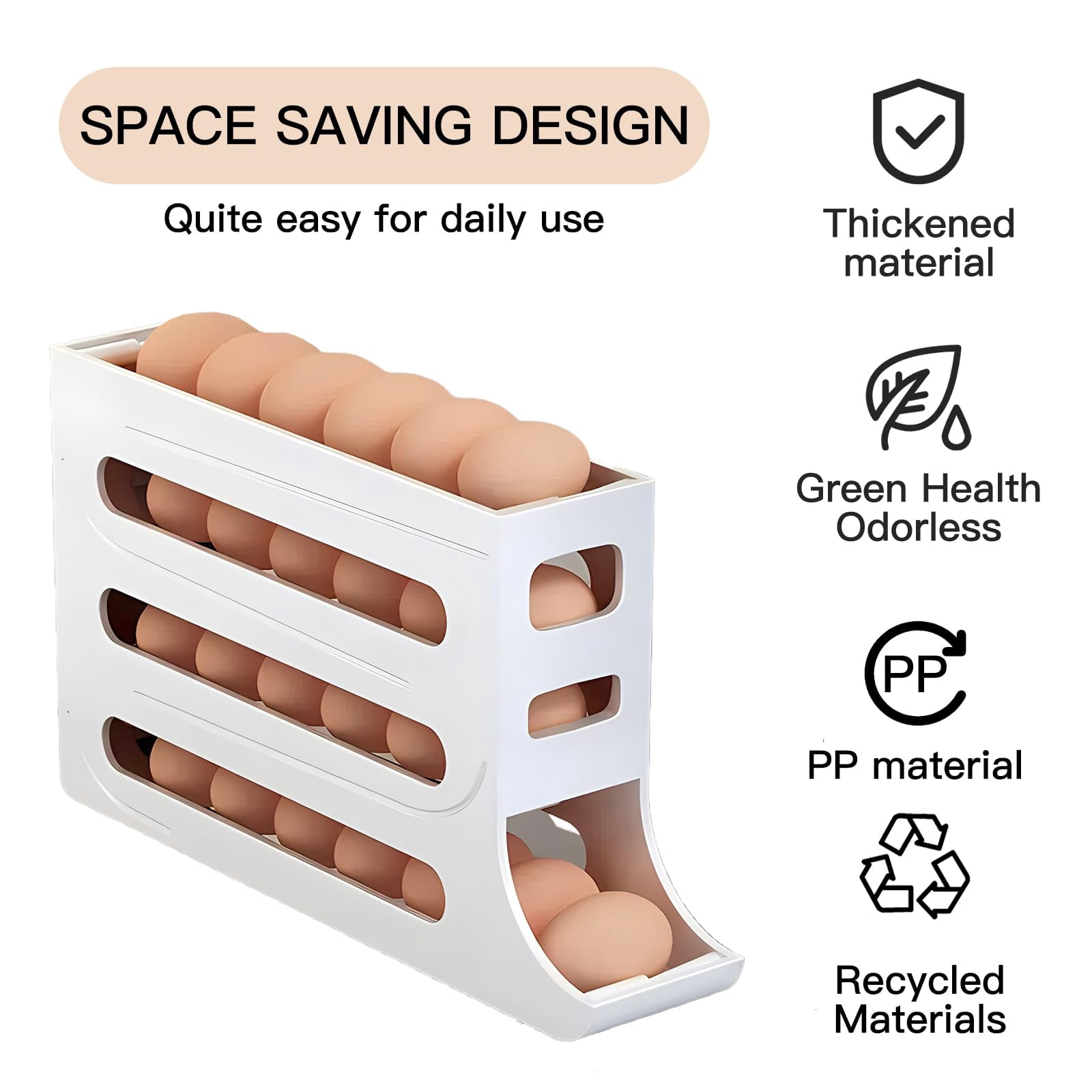 2 groupsEgg Dispenser Automatic Rolling Egg Tray Organizer, Space Saving Refrigerator Egg Roller, Holds 28 Eggs Simultaneously,for Refrigerator,Kitchen,Cabinets,and Dining Table (Grey)
