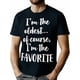 thumbnail image 1 of Camiseta de algodón para hombre, cuello redondo, para todas las estaciones, con estampado "Soy el mayor... ¡Claro que soy el favorito!", 100 % algodón, corte regular, ligeramente elástica, estilo depo, 1 of 7