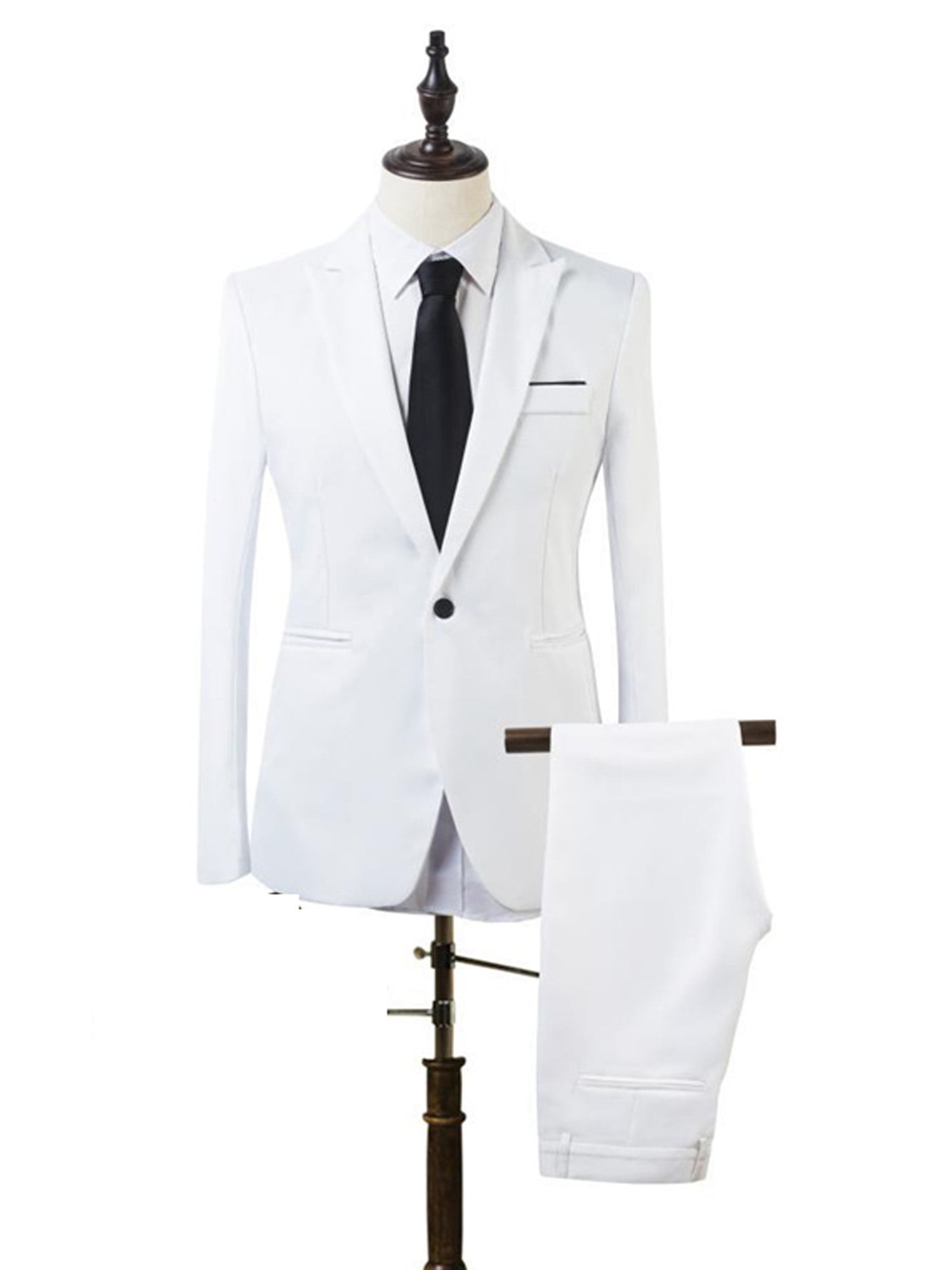 2Pcs Men Blazer Smart Suit Tuxedo Coat Pants Wedding Formal Prom Business Jacket 