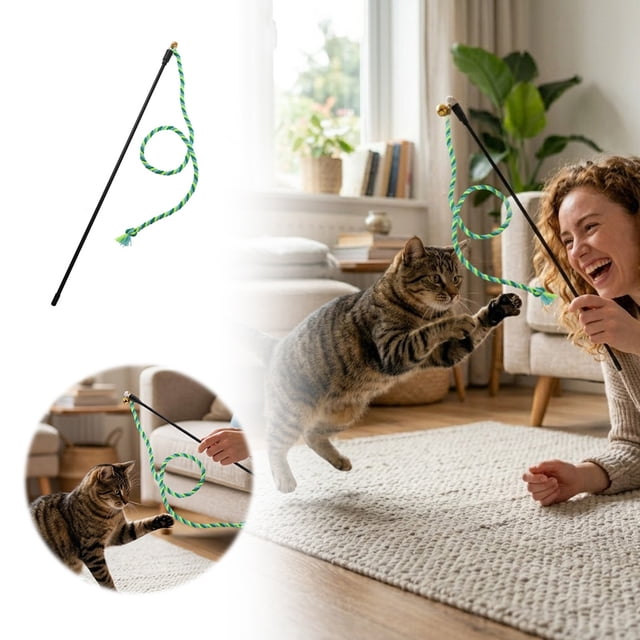 Outdor 3 Color Rope Cat Wand Interactive Chew Stick For Cat Indoor Daily Activity And Playing