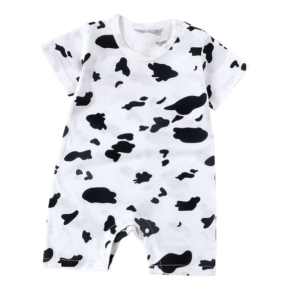 Dakiuu Newborn Baby Boy Girl Cute Pajamas Bodysuit Summer Cotton Cartoon Short Sleeve Romper Jumpersuit Infant New Born Outfit Clothes Size 0-24M