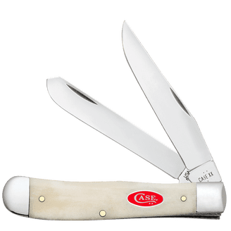Case XX Smooth White Delrin Trapper Pocket Knife, Stars and
