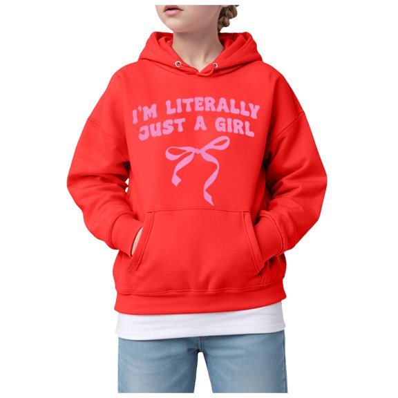 KPOPLK Fleece Pullover Hoodie Little Kid to Big Kid Sizes (4-18-40)(8-9 Years,Red)