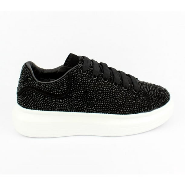 Tenis Sneakers Con Brillos Casual para Dama Hanna MX Sia Black