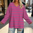 thumbnail image 6 of RongHuan Striped Shirt Womens Plus Size V Neck T-Shirt Loose Fit Long Sleeve Tops Casual Blouses Daily Wear, 6 of 7