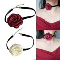thumbnail image 2 of Rose Flower Velvets Choker with Long Ribbon Vintage Collar Necklace Wedding Necklace Jewelry for Bridal Women Girls, 2 of 4