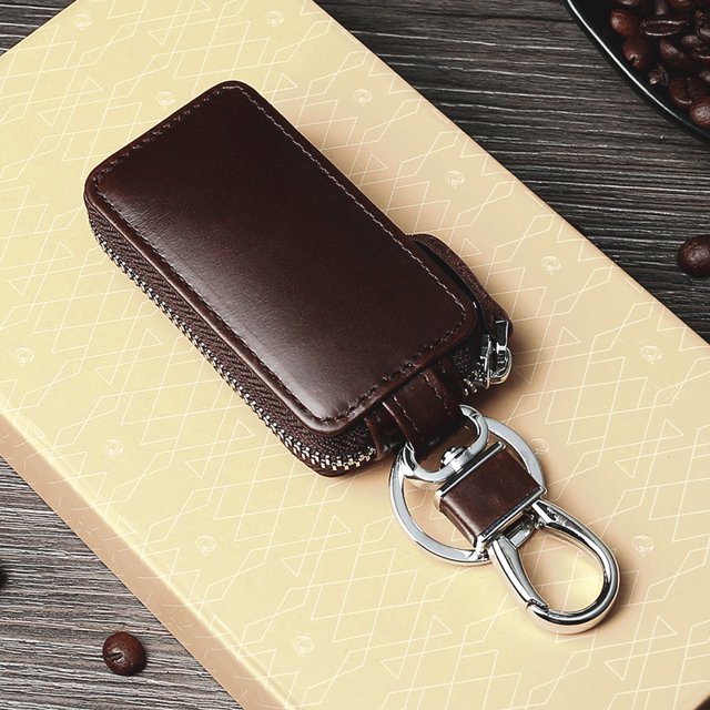 Estuche para llaves de coche, mini estuche para llaves de cuero, bolso para llavero, mini monedero, bolso de seguridad multifunción para hombre ER