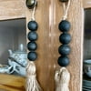 FAVOLOOK Pendant With Tassels Handmade Farmhouse Rustic Hanging Closet Wood Bead Garland