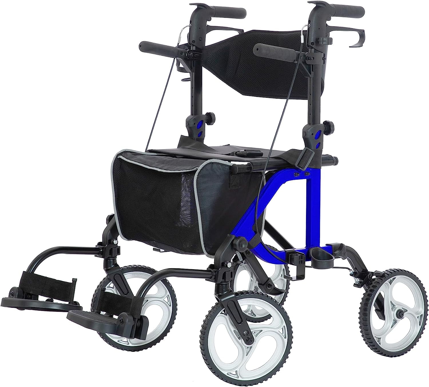 ELENKER 2 in 1 Folding Rollator Walker & Transport Wheelchair with
