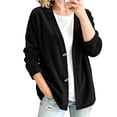 thumbnail image 5 of Qgtaibl Womens Button Down Blouse Corduroy V Neck Long Sleeve Shacket Jackets Fall Loose Fit Casual Cardigan Tops Black L, 5 of 5