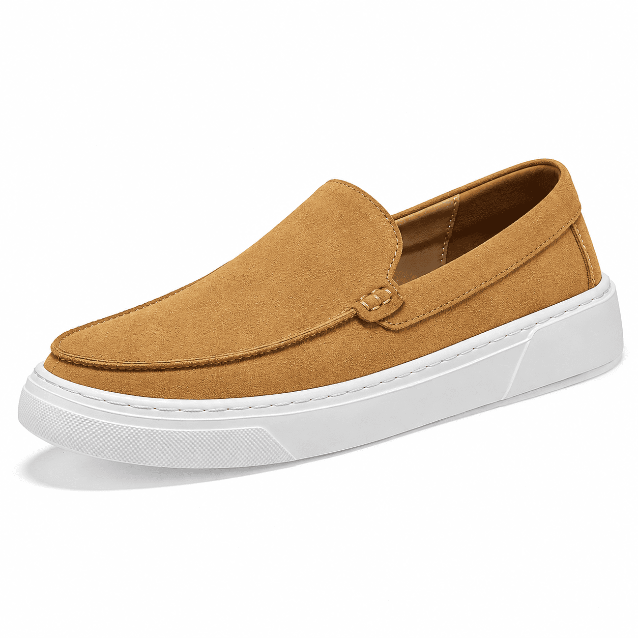 Men s Suede Leather Slip-On Loafers Round Toe Casual Shoes