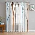 thumbnail image 3 of Tree Branches Semi Sheer Curtains 108 Inch Length 2 Panels Set, Gradual Blue Brown Abstract Forest Plant Sheer Kitchen Curtain Privacy Voile Window Curtain for Living Room Bedroom Rod Pocket Drapes, 3 of 7