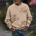 thumbnail image 2 of Miluxas Men's Distressed Sweater Crew Neck Long Sleeve Pullovers Knit Top Streetwear Khaki XL(XL), 2 of 4