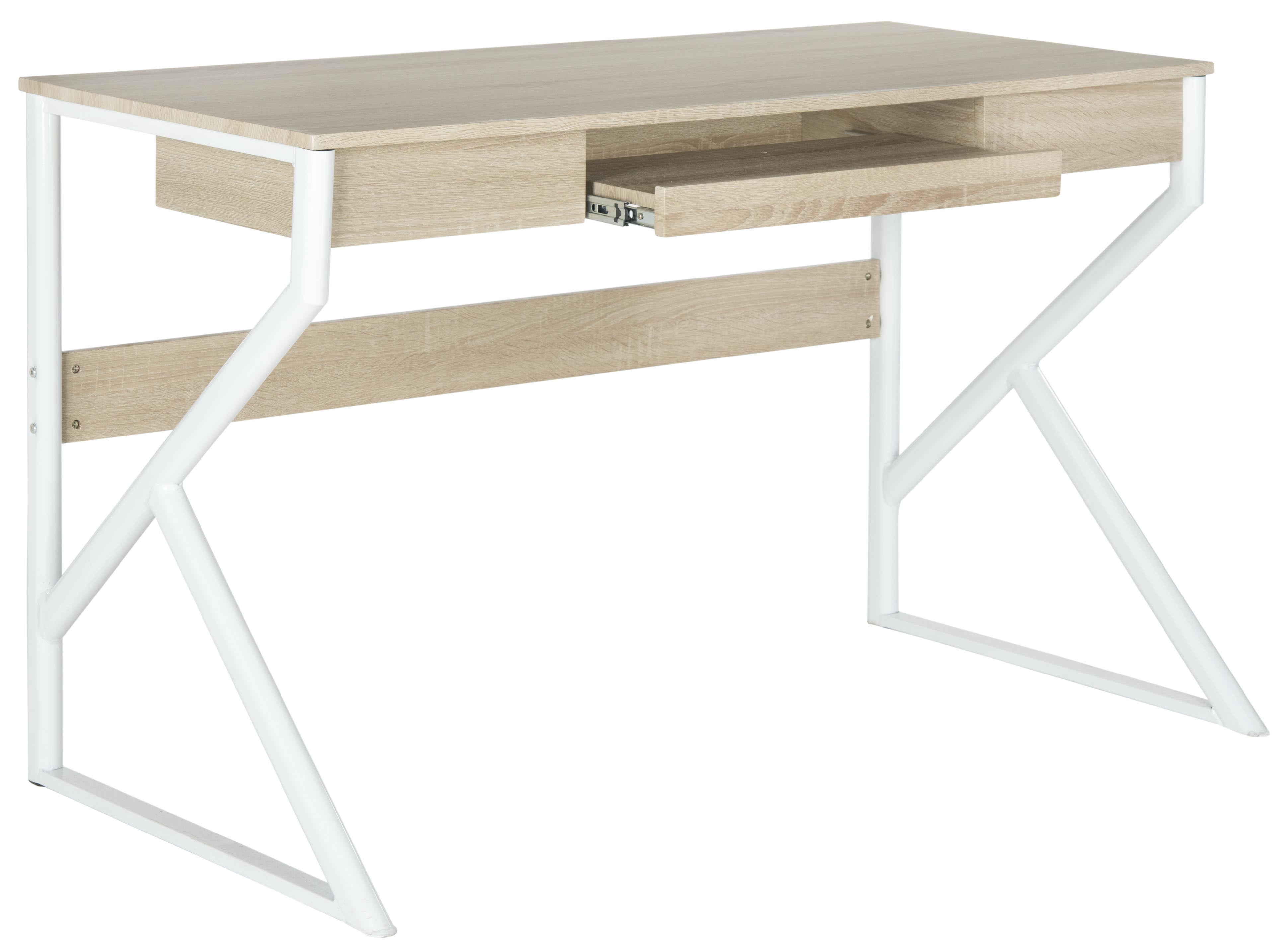 SAFAVIEH Bryant Modern Glam Computer Desk, Natural/White
