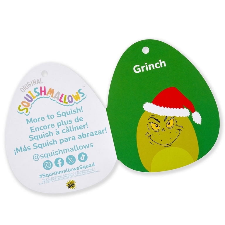 Squishmallows Original Dr. Seuss 8-Inch Grinch in Santa Hat Plush
