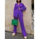 thumbnail image 1 of Camisa informal para mujer, conjunto de dos piezas plisado, pantalones de pierna ancha de cintura alta sueltos verdes, traje 2023, trajes elegantes de oficina para mujer Tan Jianjun unisex, 1 of 2