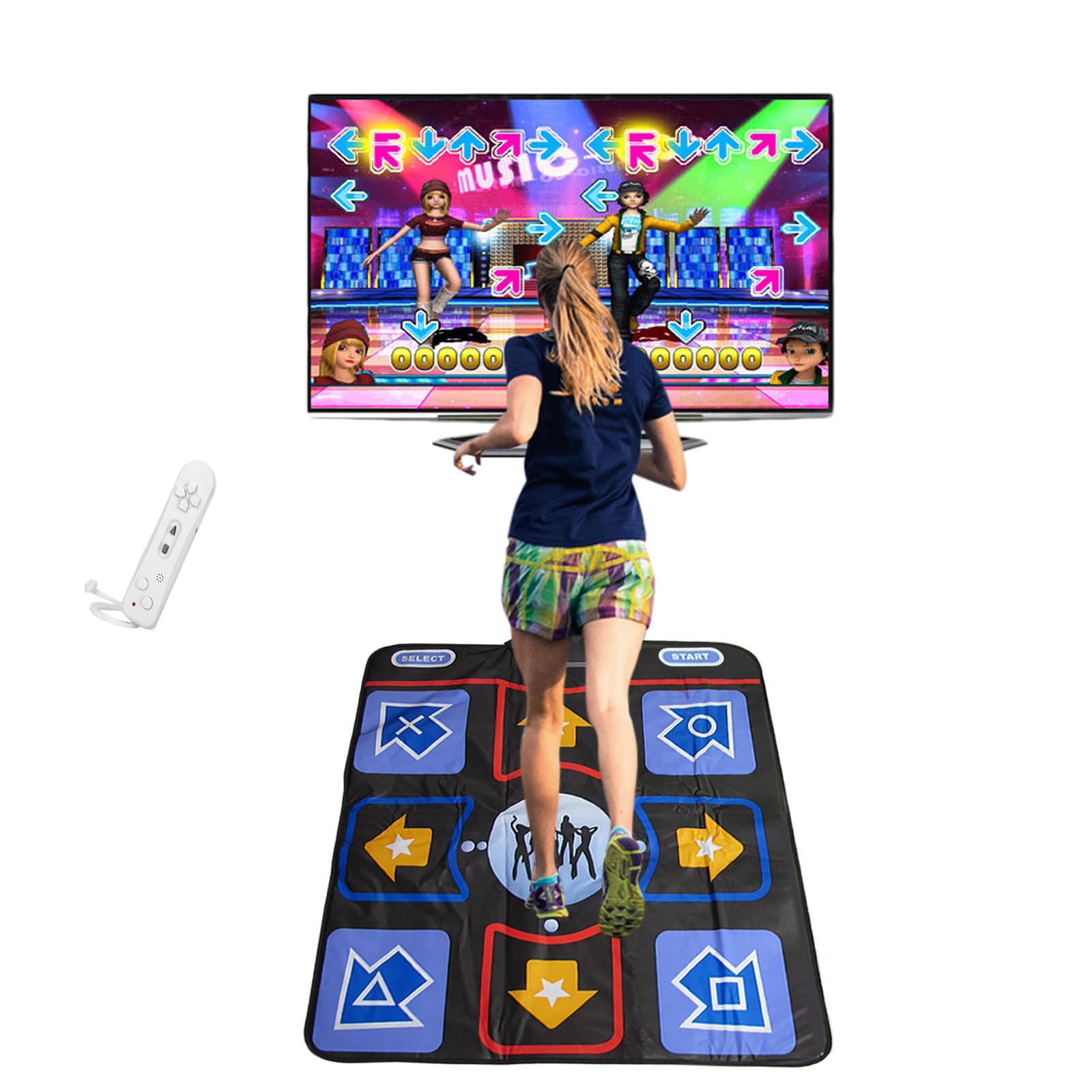 LED Double Dance Mat Wireless Play Mat Arcade Style Dance Games with Built in Music Tracks and Wireless Technology Yoga Game for Adults Children