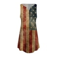 thumbnail image 4 of Hwmodou Women Dresses Casual Round Neck Hollow Ring Colorful Independence Day Printed Sleeveless Vacation Simple Dress Holiday Ladies Sundress, 4 of 5
