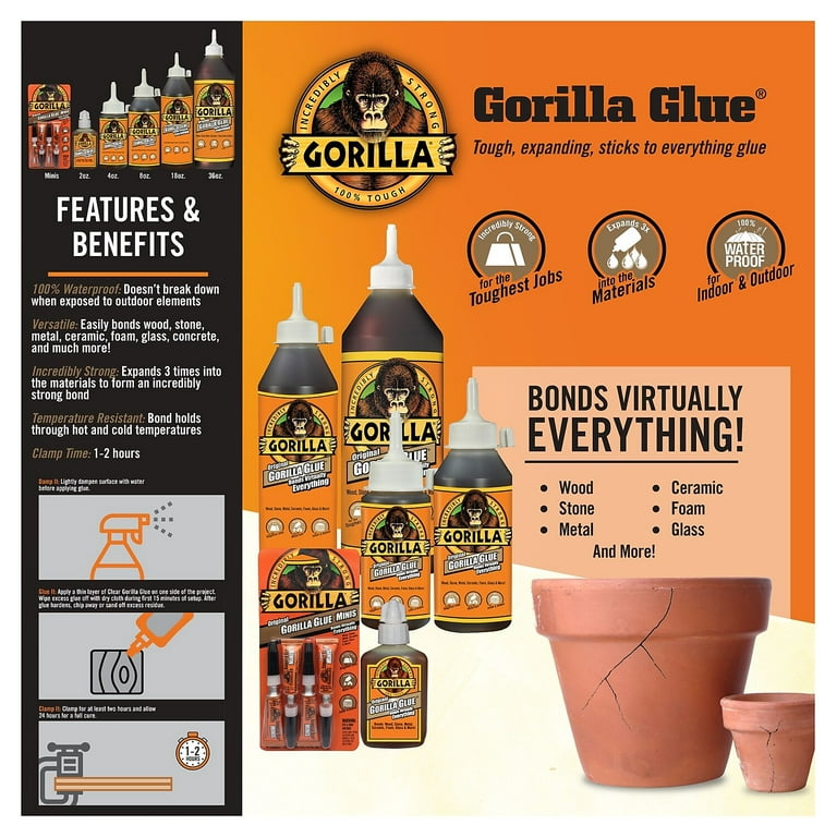 Gorilla 50002- Original Glue, 2 oz, Brown 