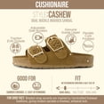 thumbnail image 3 of Cushionaire Cashew Slip On Genuine Suede Leather Womens Sandals - Braided Double-Strap Design with Adjustable Big Buckle | Sandals for Women, 3 of 26