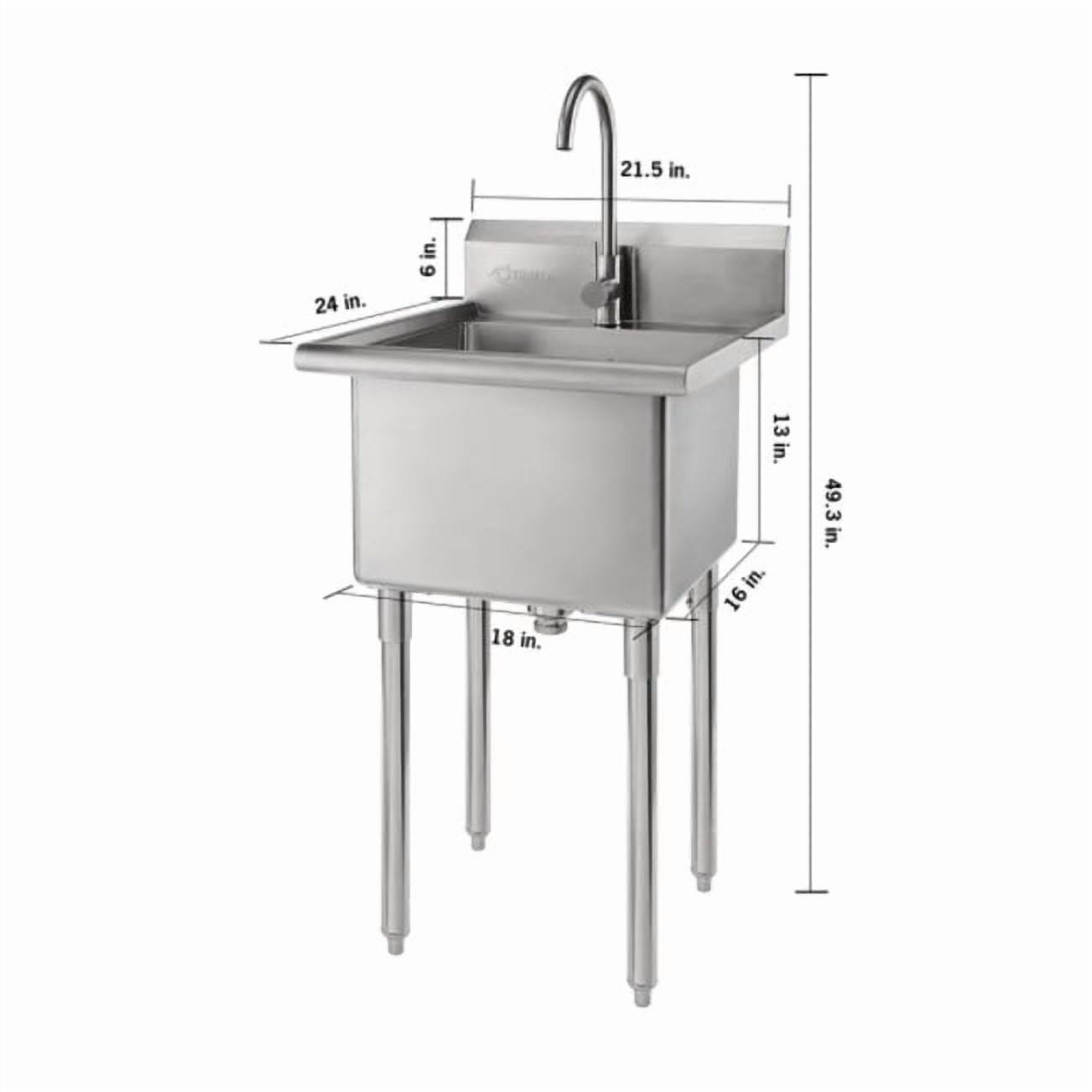 TRINITY EcoStorage® Stainless Steel Utility Sink w/ Faucet, NSF