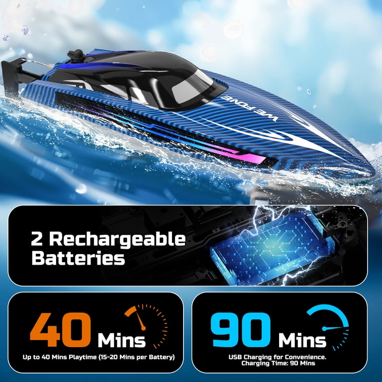 Wefone WF17 RC Boat, 15+ MPH Self-Righting with LED Lights photo 8
