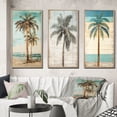 thumbnail image 1 of Designart "Faded Memories Tropical Palm Tree II" Meadow Framed Wall Art Set Of 3 - Green Traditional Frame Canvas Set For Living Room Decor, 1 of 6