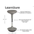 thumbnail image 4 of Learniture Adjustable Height Active Learning Stool for Office Desks and Classrooms Foam-Padded Backless Wobble Stool with Rocking Motion Gray, 4 of 5
