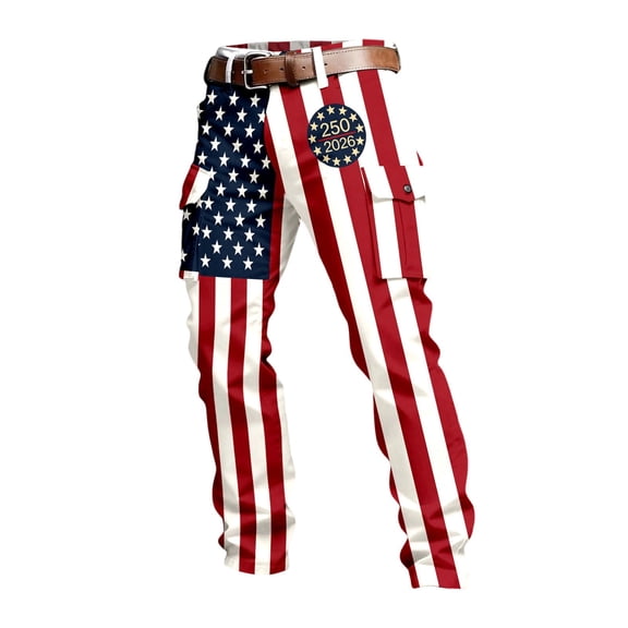 Patriotic 250th Anniversary Flag Print Work Pants for Men