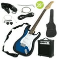 Blue Electric Guitar Full Size with 10W Amp, Case and Accessories Pack