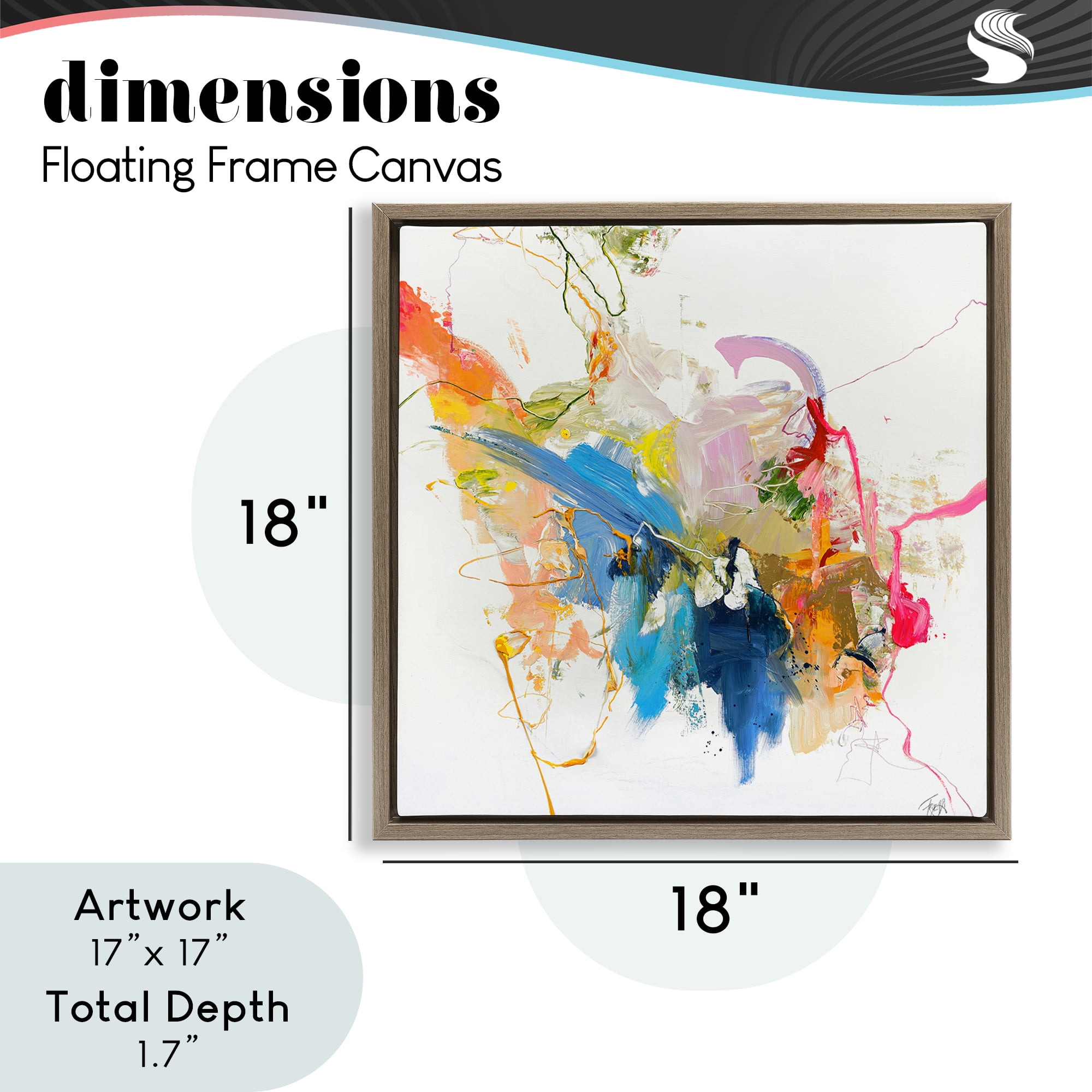 Confident Pink Abstraction Brown Framed Floater Canvas Wall Art, design by Design Fabrikken