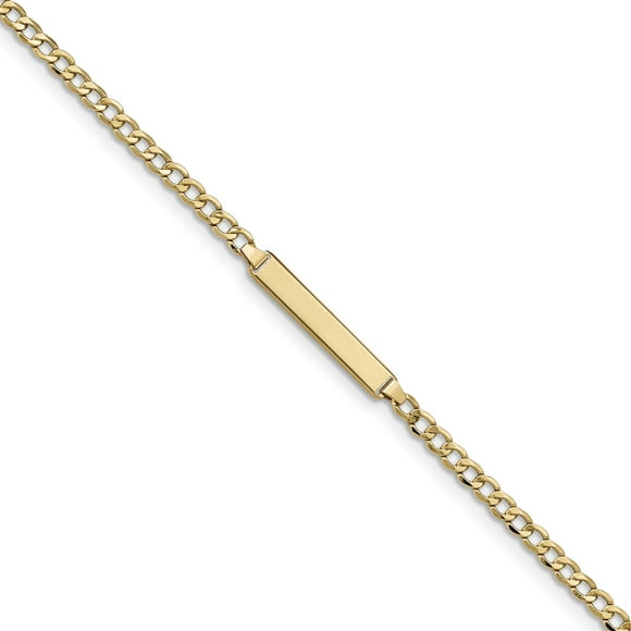 14K Yellow Gold Semi-solid Cuban Link ID Bracelet