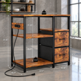 thumbnail image 2 of Rustic Brown 20-29Gallon Aquarium Stand with Charging Station and Storage Drawers, 2 of 8