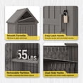 thumbnail image 6 of Nihsuao Vertical Outdoor Storage Shed, Waterproof Resin Outdoor Storage Cabinet, Lockable Small Tool Shed with Removable Shelves & 12 Hooks, Gray, 6 of 9